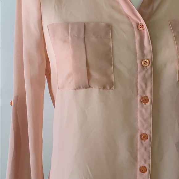 Peach polyester button down - Picture 6 of 7